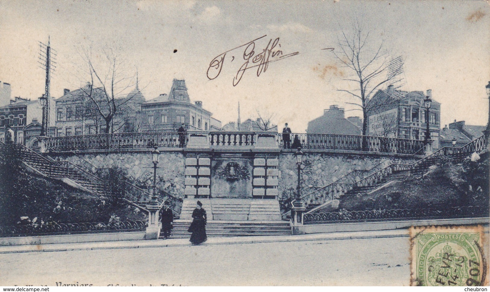 BELGIQUE. VERVIERS.  CPA. L'ESCALIER DU THÉÂTRE. ANNEE 1907 - Verviers