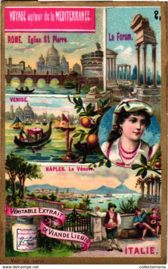 0432   Liebig 6 Cards--C1894  A Trip Round The Mediterranean-Voyage Spain-Alhambra-Italie Naples-Grece Acropole-Turquie - Liebig