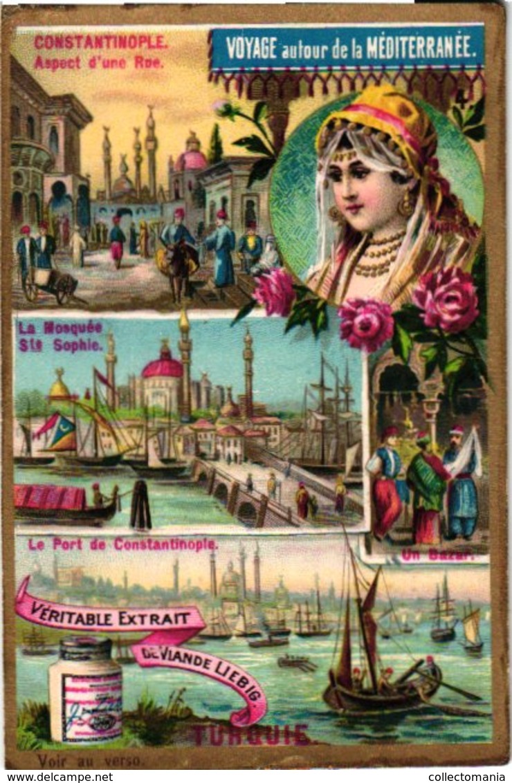 0432   Liebig 6 Cards--C1894  A Trip Round The Mediterranean-Voyage Spain-Alhambra-Italie Naples-Grece Acropole-Turquie - Liebig
