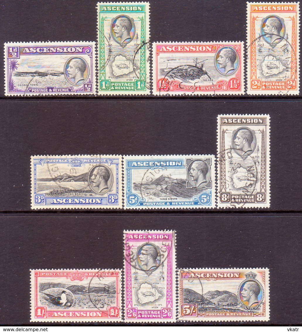 ASCENSION 1934 SG #21-30 Compl.set Used CV £120 - Ascension (Ile De L')