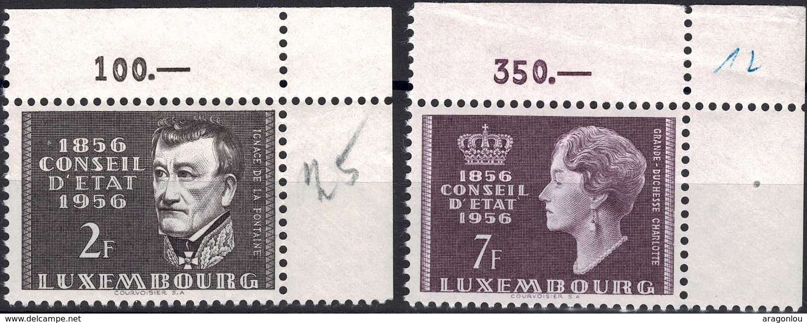 1956 Série Centenaire Du Conseil D'Etat, Neuf,  Michel 2019: 559-560, 2F&7F. Valeur Catalogue: 5,50€ - Neufs