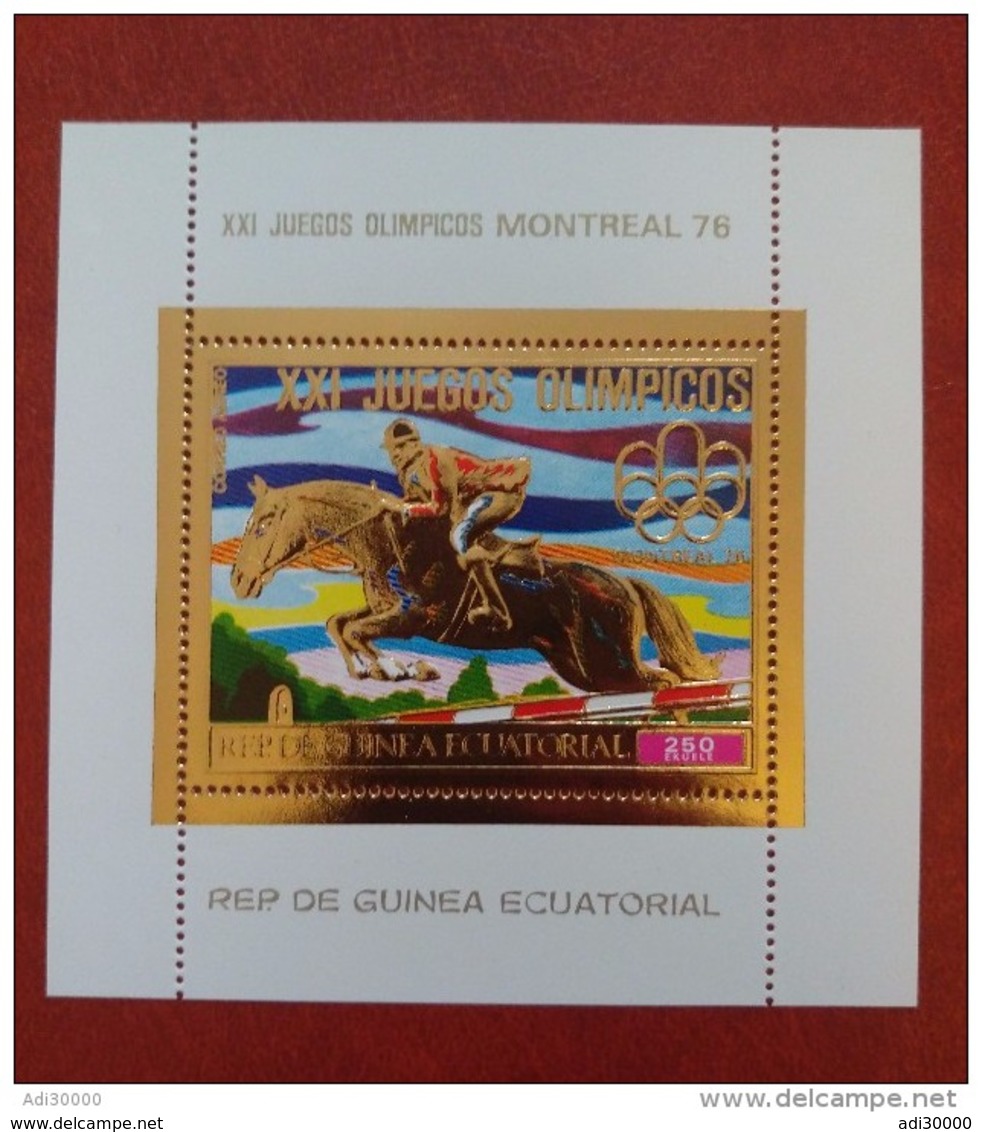 Equatorial Guinea 1976 - Olympics Montreal Deluxe Sheet Perf Mi 226 MNH - Gold Sports Horse Games Luxe Rare - Guinée Equatoriale