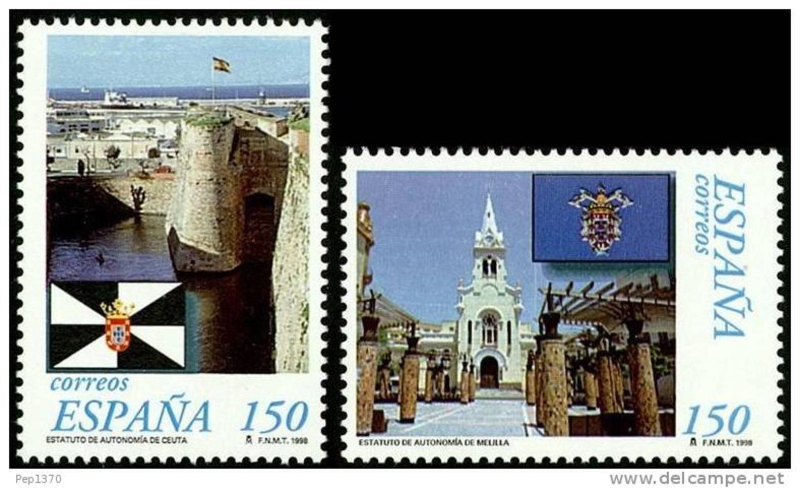 ESPAÑA 1998 - ESTATUTO DE AUTONOMIA DE  CEUTA Y MELILLA - Edifil Nº 3534-3535 - Yvert 3109-3110 - Nuevos