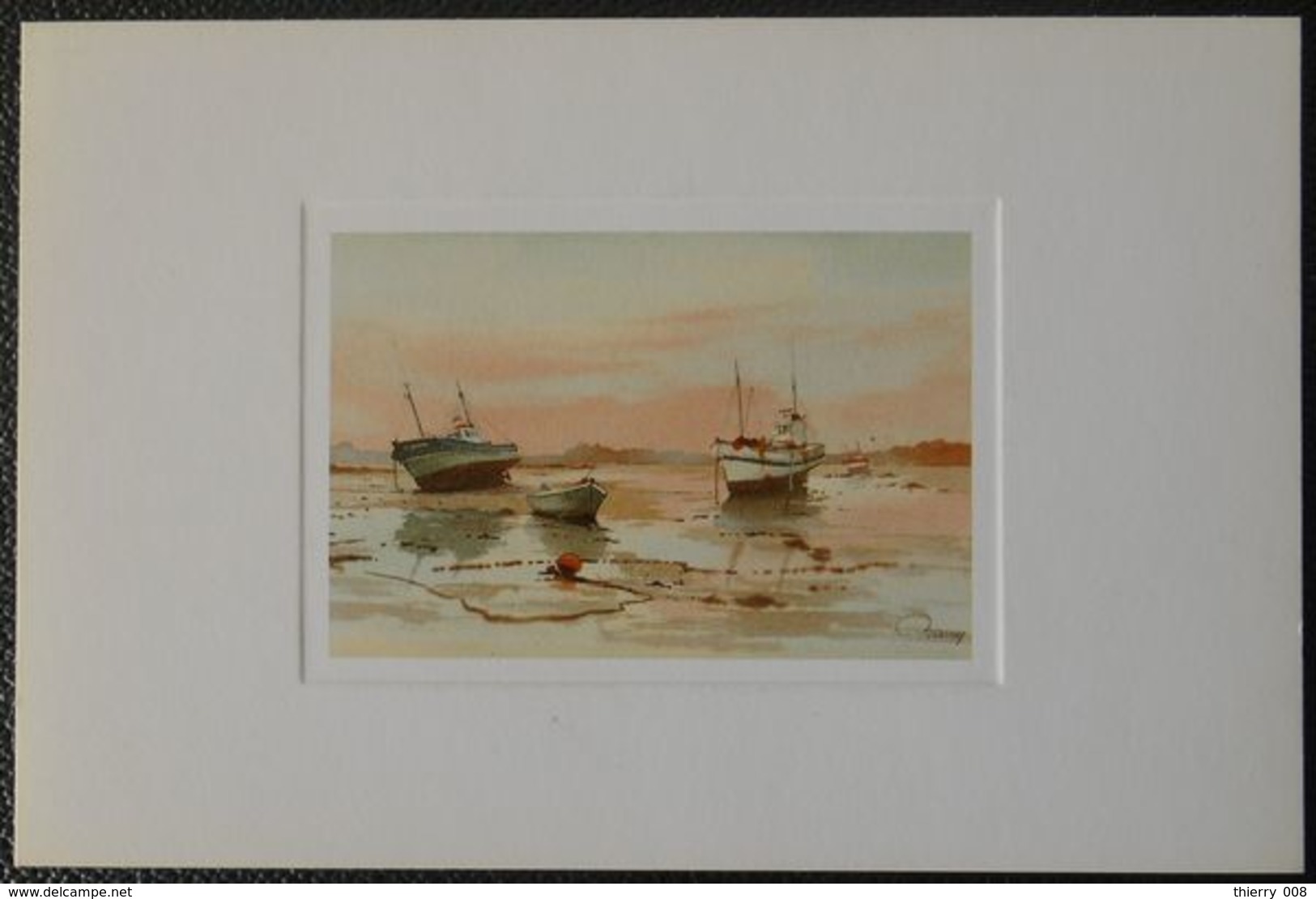 F104  Carte Postale  Marée Basse à Pors-Evens Baie De Paimpol  Aquarelle De Jacques Noury - Peintures & Tableaux