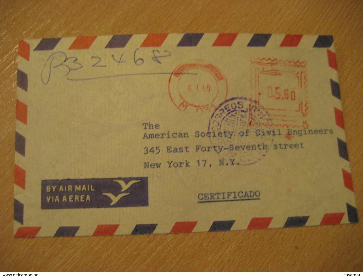 LIMA 1969 To New York USA Registered Cancel Meter Air Mail Cover PERU - Perù