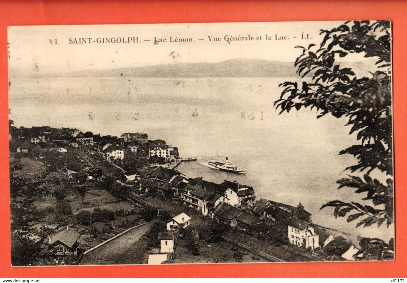 VAM-30 St.-Gingolph  Lac Léman Vue Générale Et Le Lac.  Circulé Avec Tampon Evian Sur Timbre Français. LL 1 - Saint-Gingolph