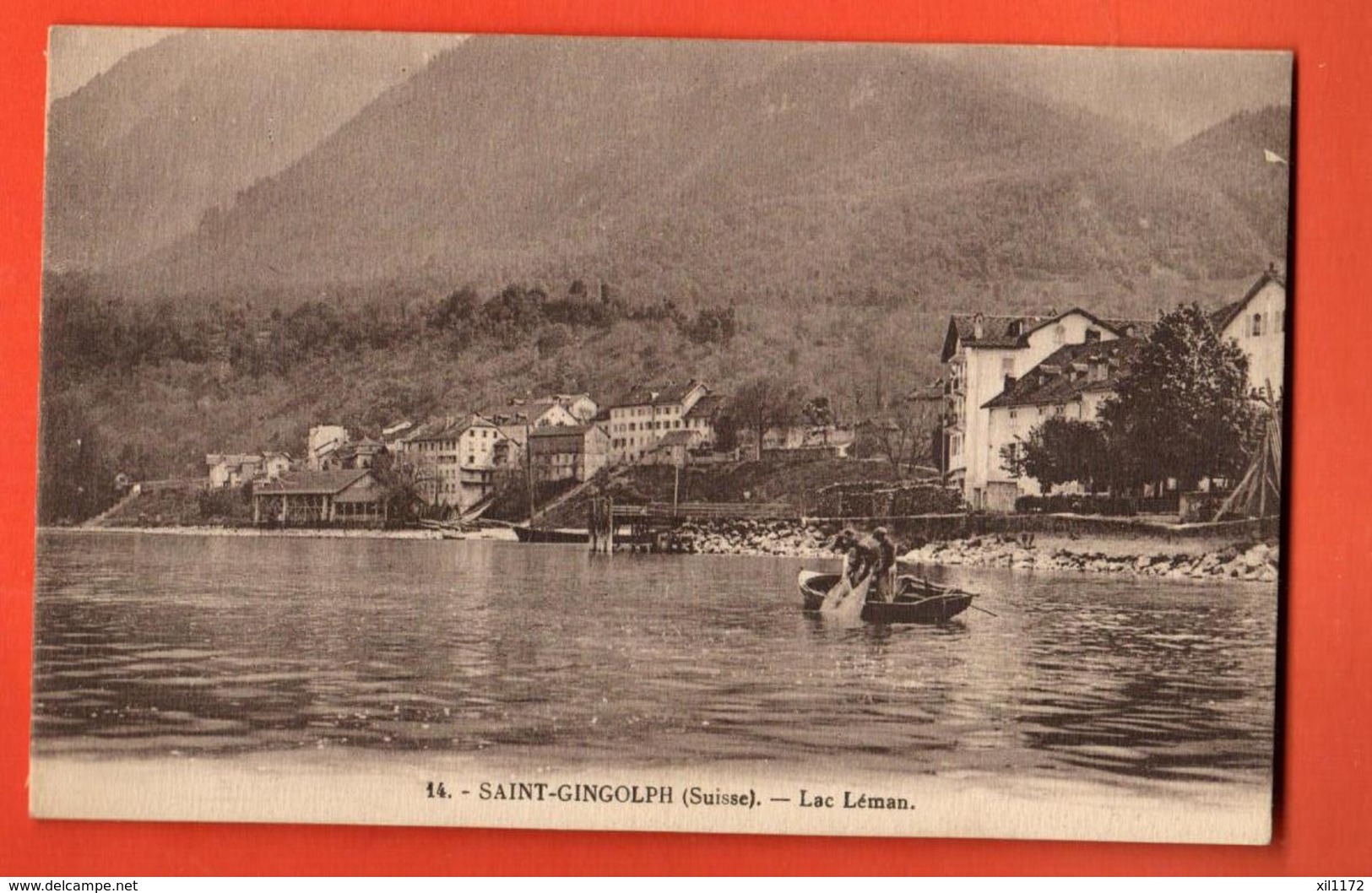 VAM-40 St.-Gingolph  Suisse, Barque, Le Lac Léman, Circulé 1925 Avec Timbre Français. Fauraz 14 - Saint-Gingolph
