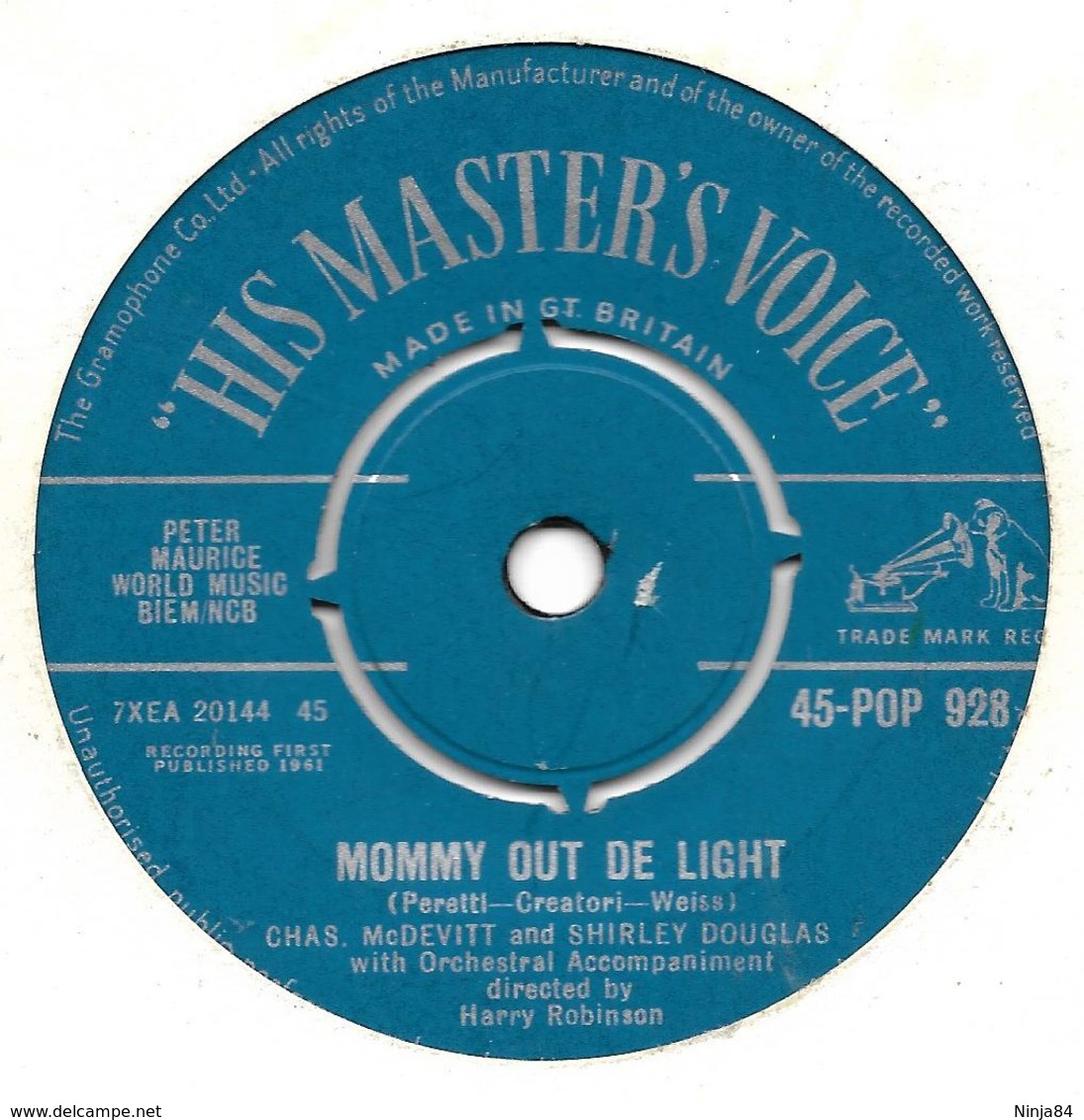 SP 45 RPM (7")   Chas. McDevitt And Shirley Douglas   "  Mommy Out De Light  " Angleterre - Autres - Musique Anglaise