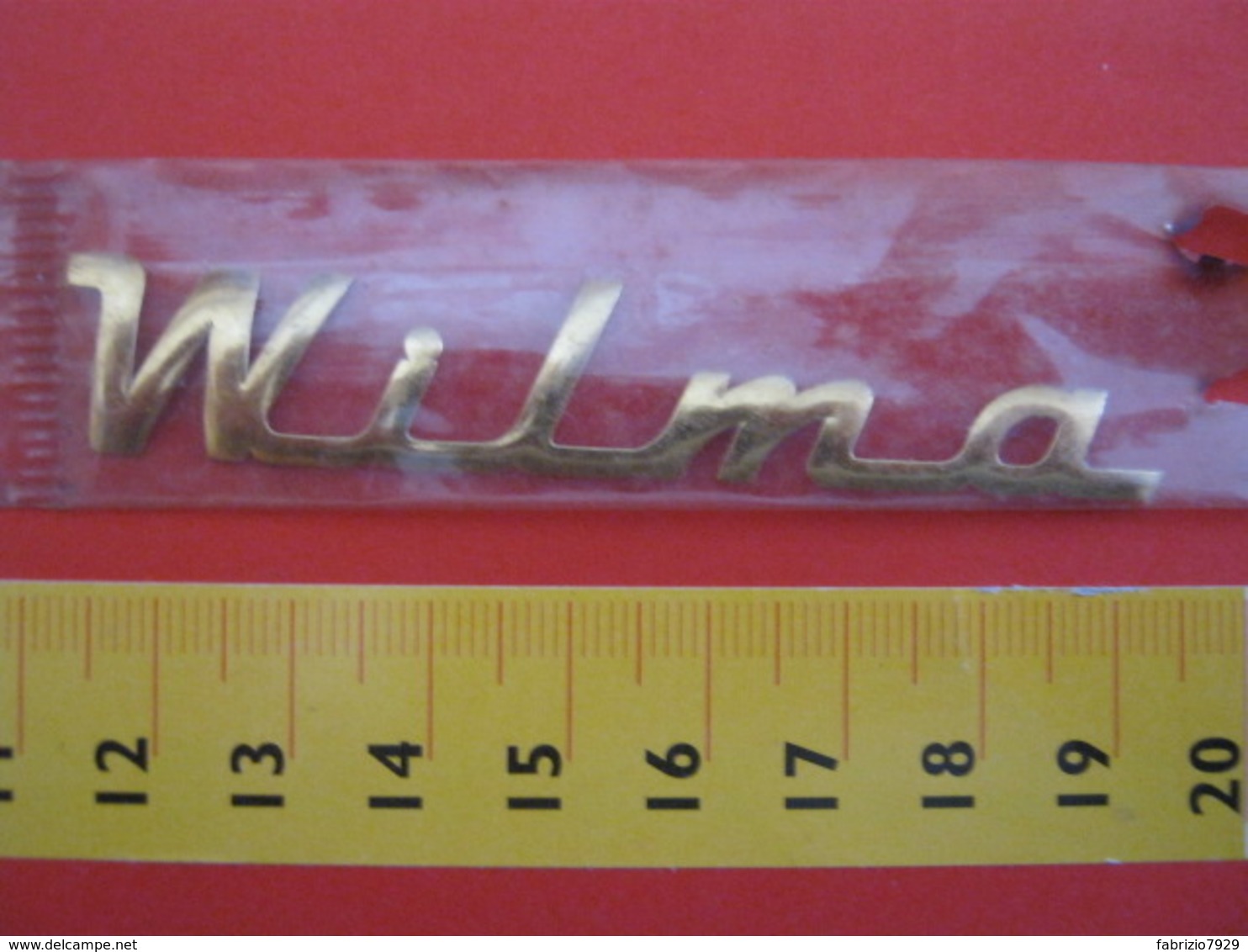 ADESIVO - WILMA WILMO - NOME NAME METALLIZZATO ORO GOLD RILIEVO VINTAGE 1970 ADHESIVE ETIQUETA ADHESIF - Aufkleber