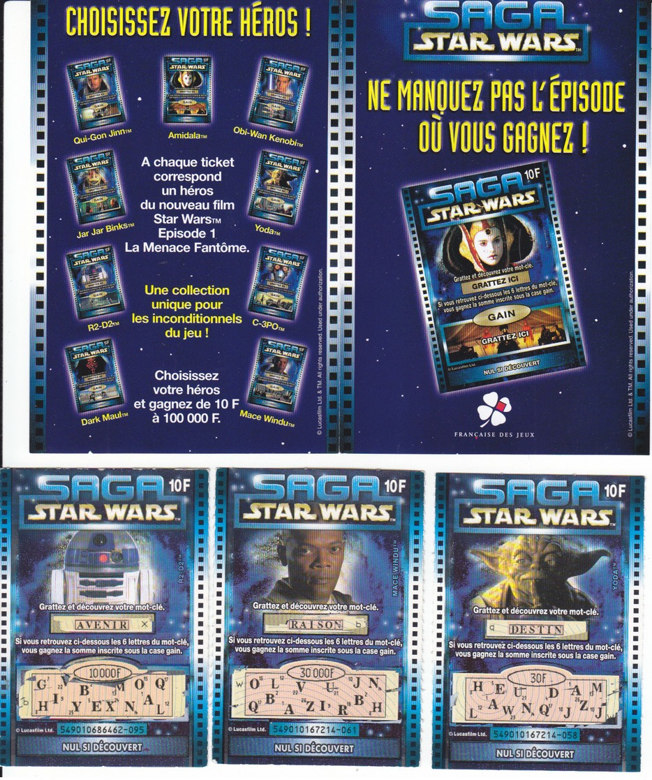 Les 9 Tickets De La 1ère Série Star Wars + La Notice , 2 Scans - Billets De Loterie