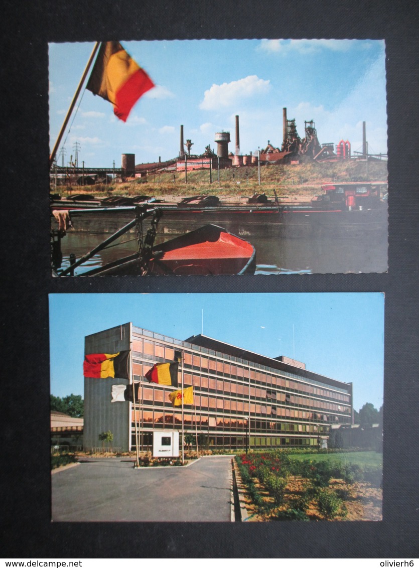 LOT 16 CP BELGIQUE (V1714) CHARLEROI (2 vues) Bld Tirou Gare Complexe industriel Palais de verre Beffroi