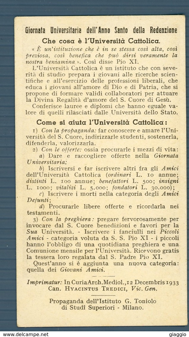 °°° Santino N. 75 - Cuore Sacratissimo Di Gesù Benedici E Proteggi La Tua Università °°° - Religione & Esoterismo