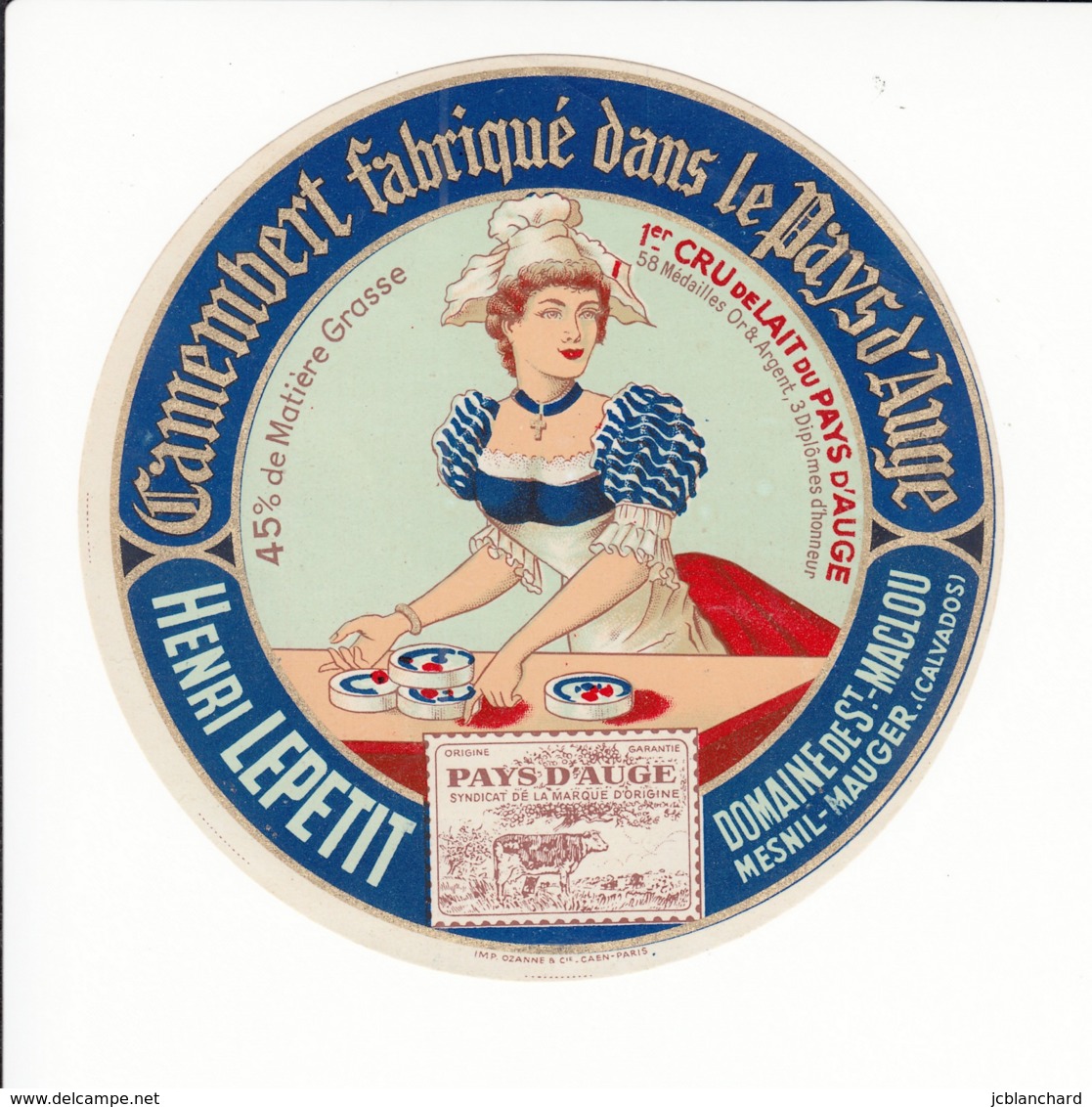 Etiquette De Fromage Camembert - Henri Lepetit - Mesnil Mauger - Calvados. - Fromage