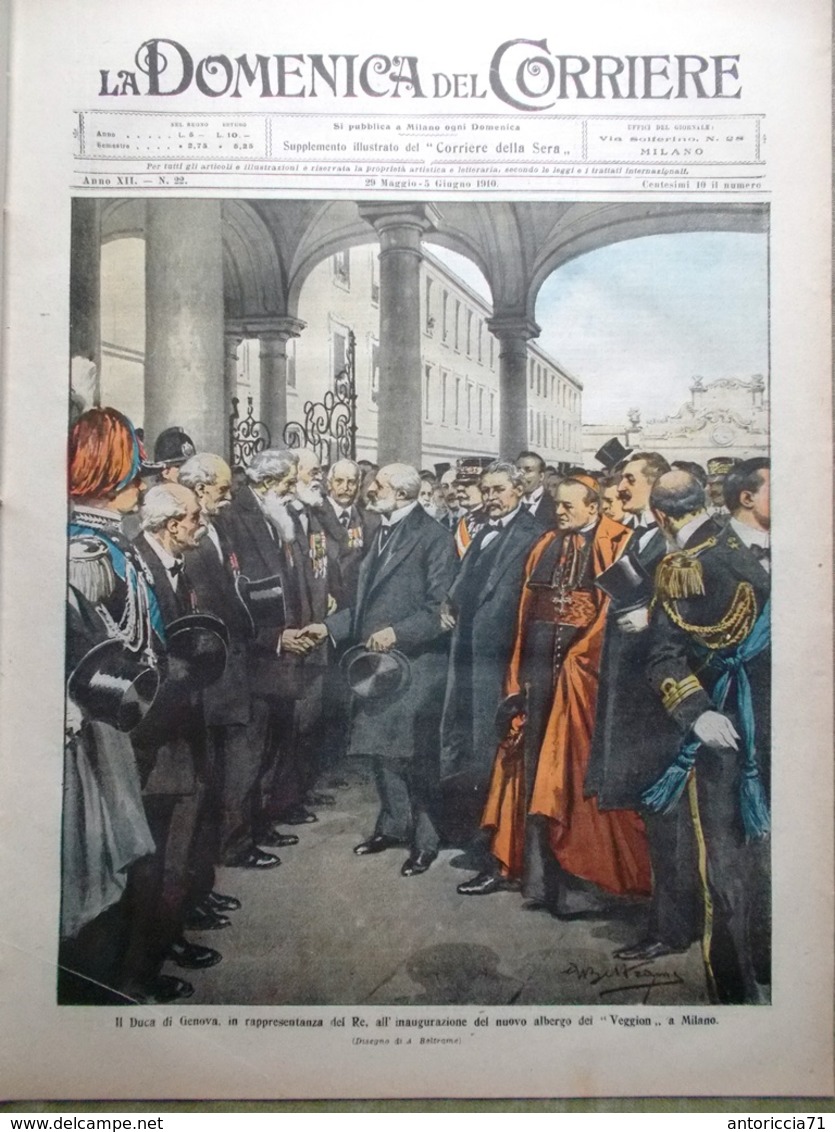 La Domenica Del Corriere 29 Maggio 1910 Funerali Edoardo VII Giro Italia Verona - Altri & Non Classificati