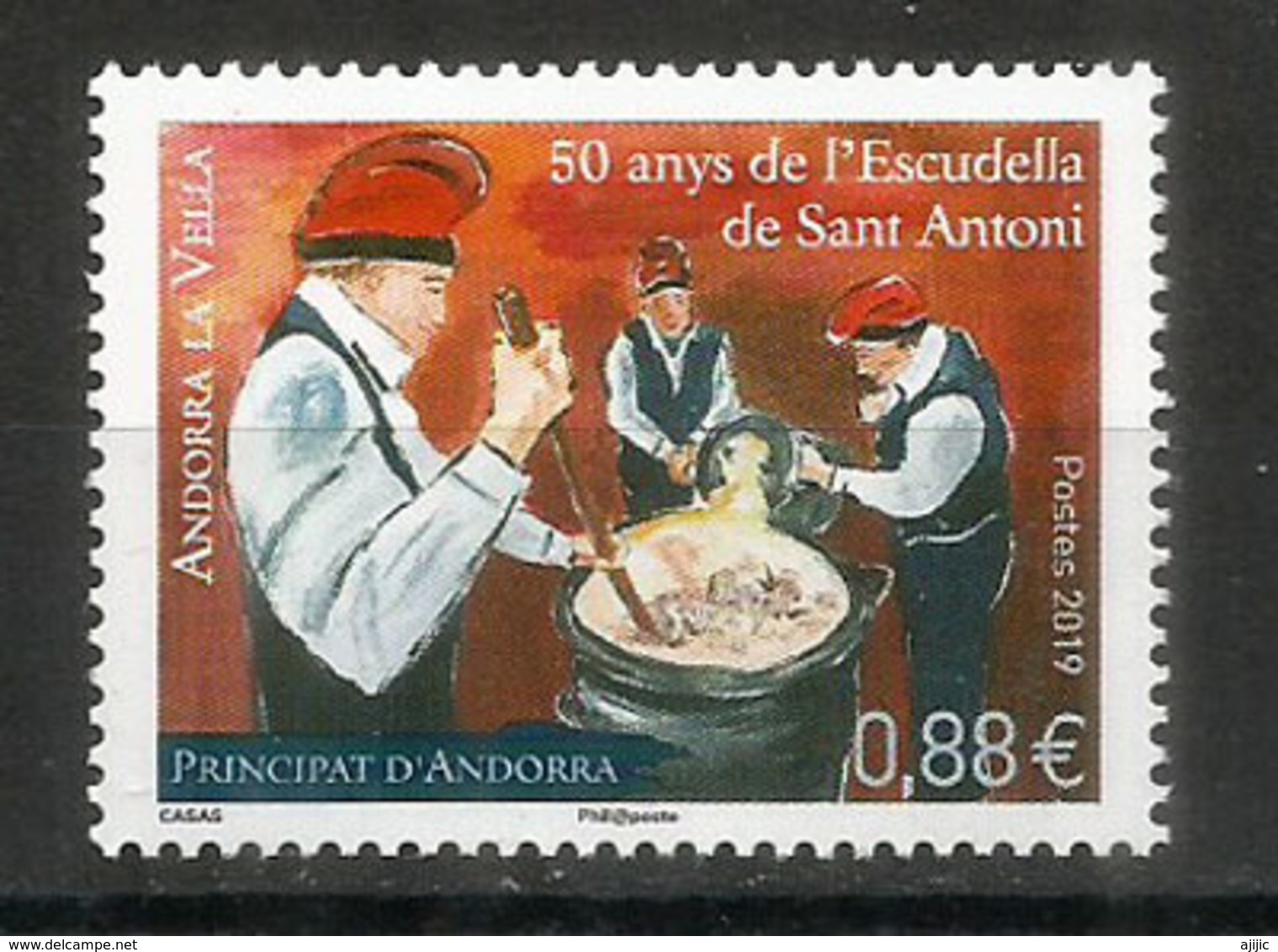 Escudella De Sant Antoni.  Plat Typique De L'Andorre, Nouveau Timbre 2019, Neuf ** - Unused Stamps