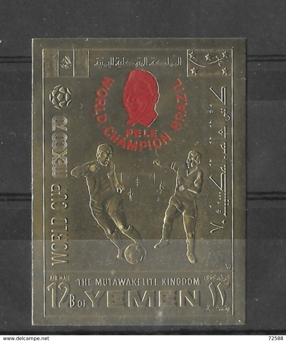 YEMEN Soccer, Football, World Cup-1970 VARIETA Not Listed In Michel Imperf. Gold - 1970 – Mexique