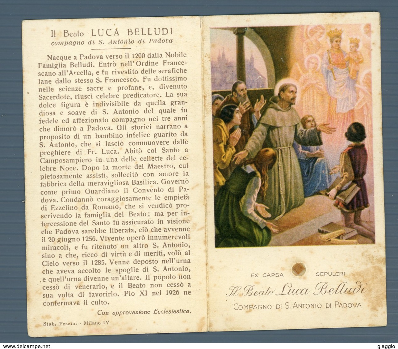 °°° Santino N. 38 - Il Beato Luca Belludi °°° - Religione & Esoterismo