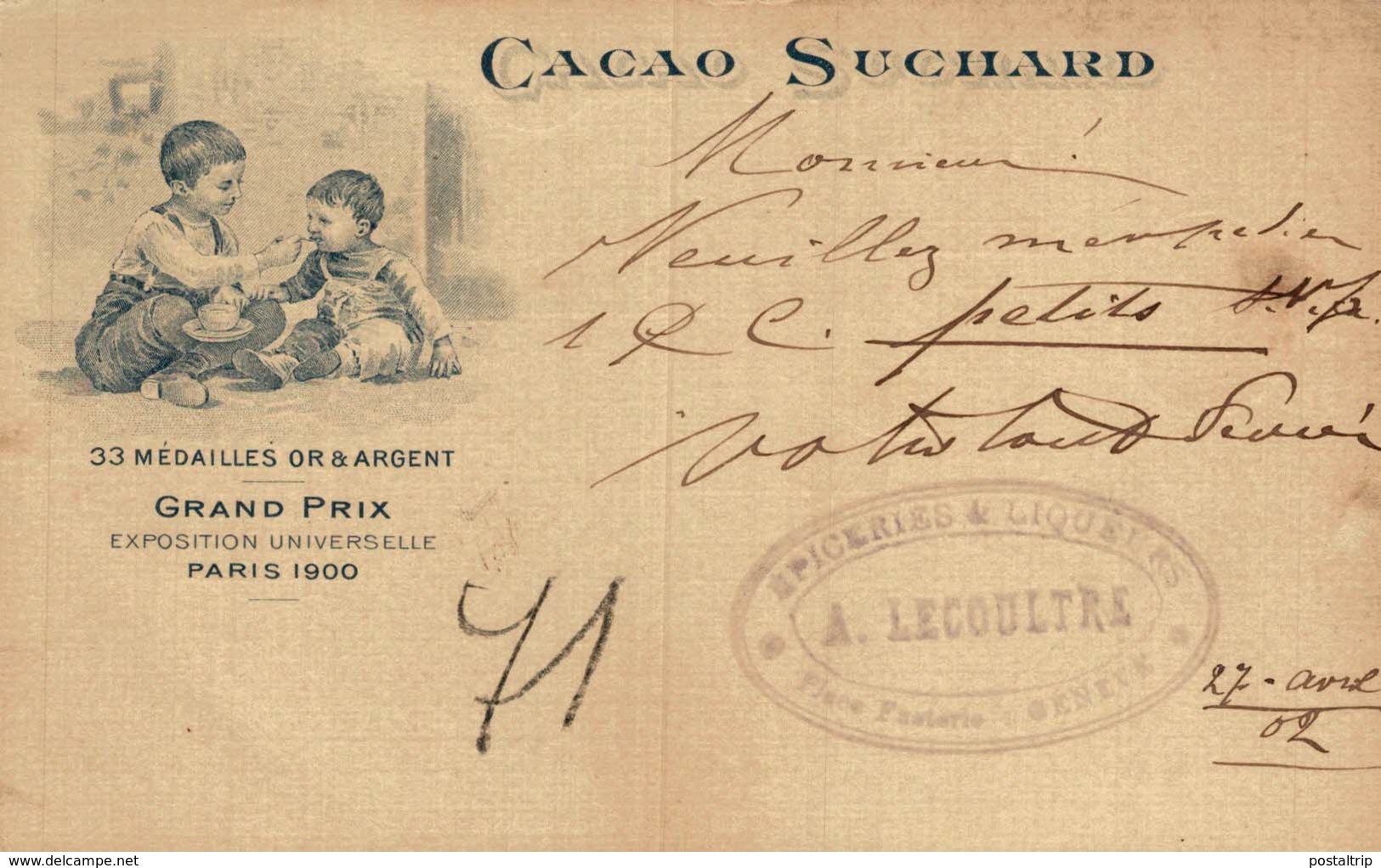 CHOCOLAT  SUCHARD GRAND PRIX EXPOSITION UNIVERSELLE PARIS 1900    Advertisement   Advertising. - Publicité