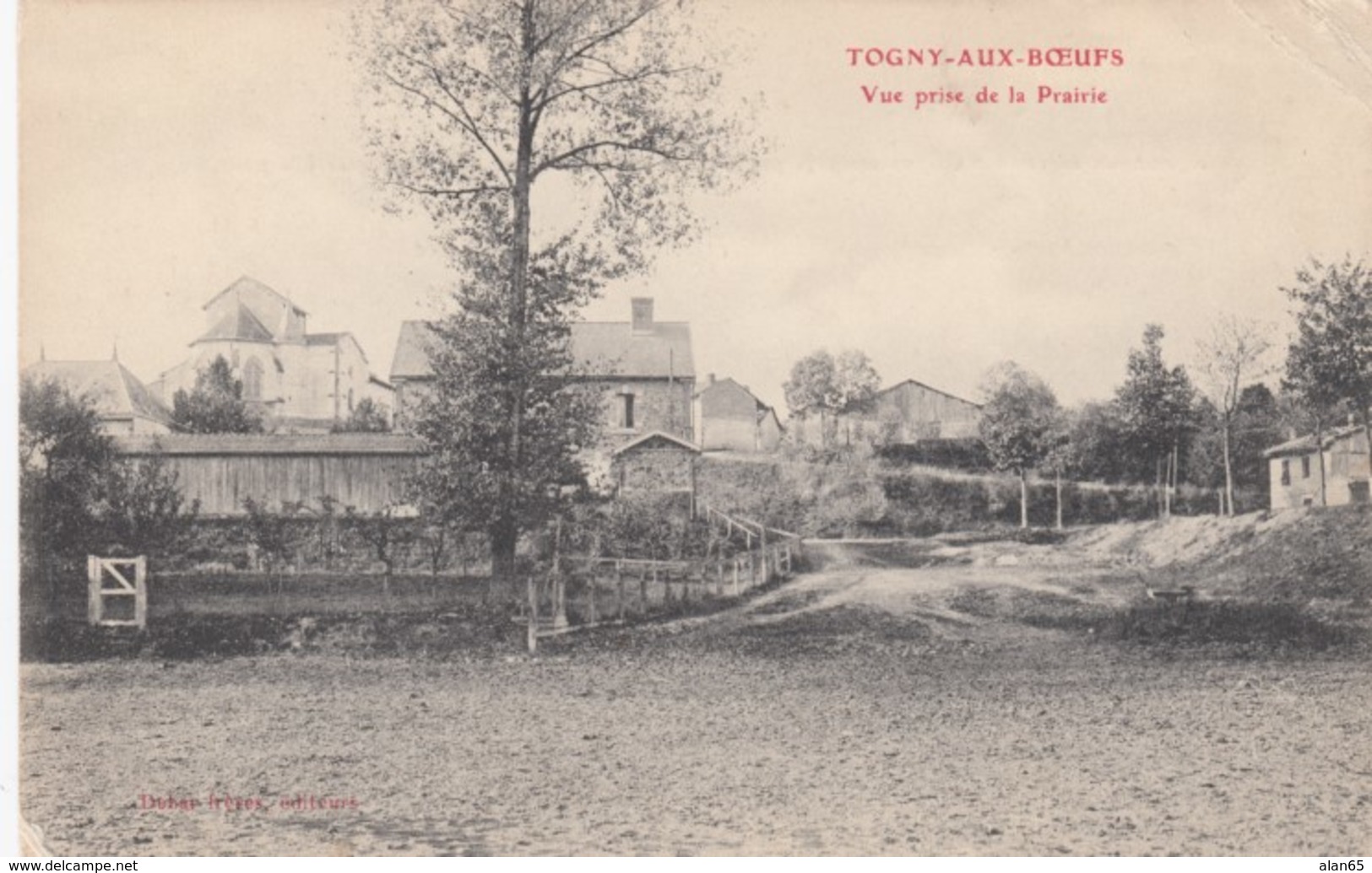 Togny-aux-Boeufs France, View Of Town, Farm Buildings, C1900s Vintage Postcard - Autres & Non Classés