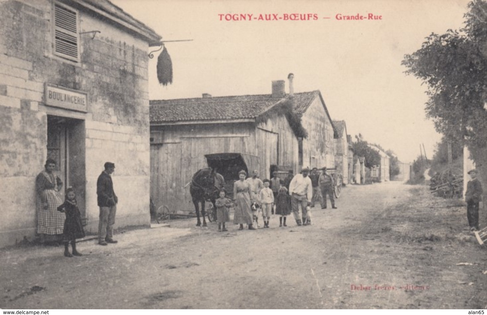 Togny-aux-Boeufs France, View Of Town Grande-Rue Street Scene Village, C1900s Vintage Postcard - Autres & Non Classés