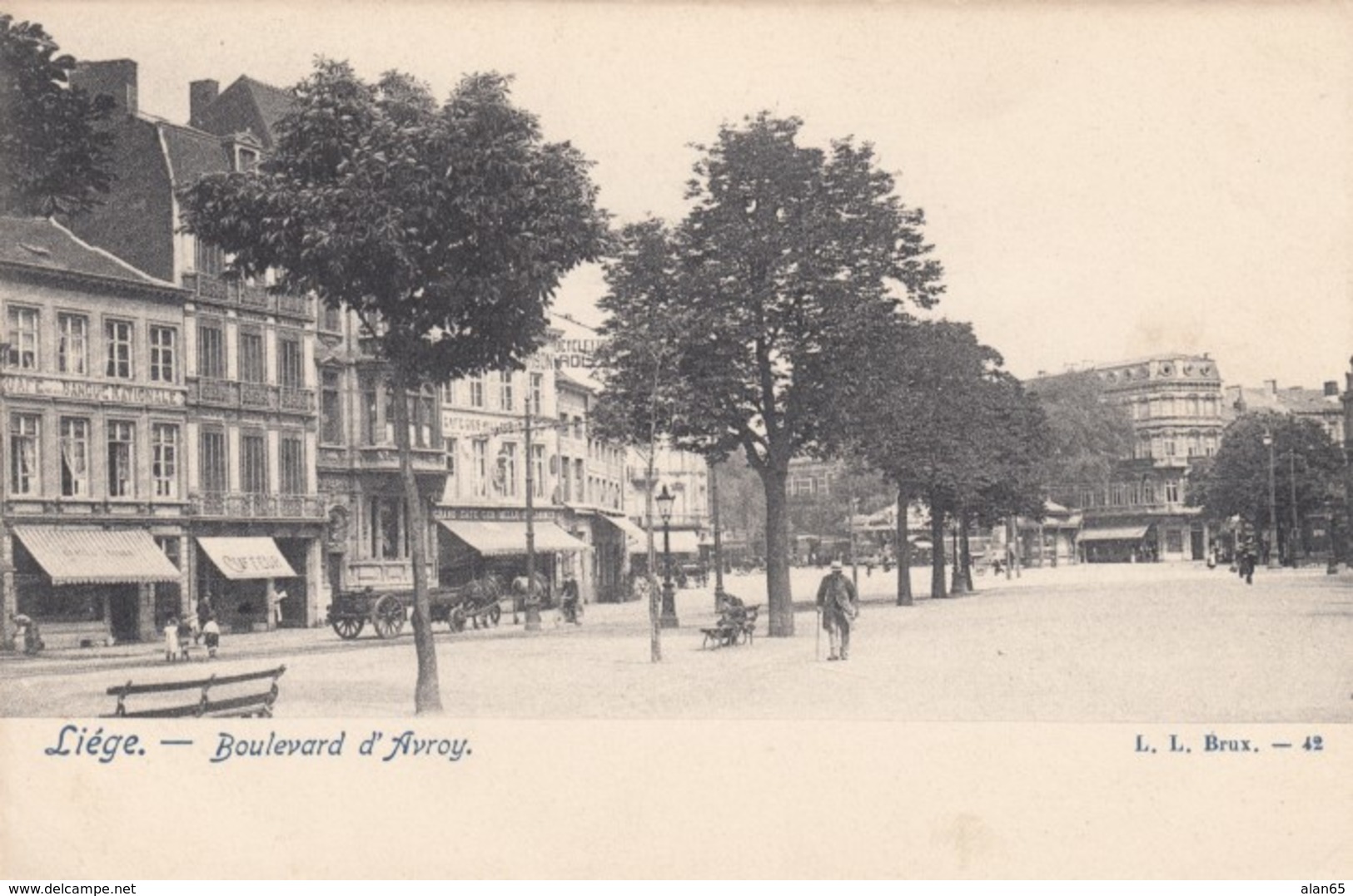 Liege Belgium, Boulevard D'Avroy Street Scene, C1900s Vintage Postcard - Liege