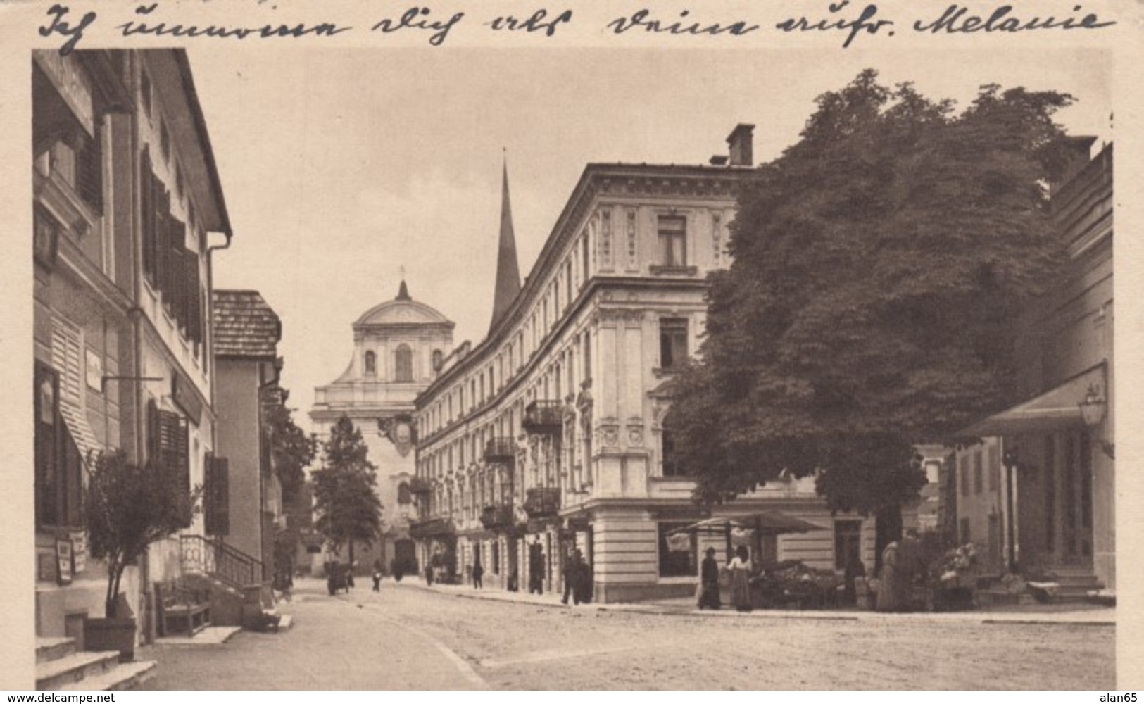 Bad Ischl Austria, Poststrasse Street Scene C1920s Vintage Postcard - Bad Ischl
