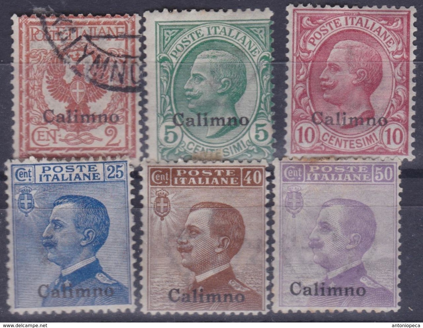 COLONIE ITALIANE EGEO CALIMNO 1912 VEIII 6v Nuovi TL, Usati - Egée (Calino)