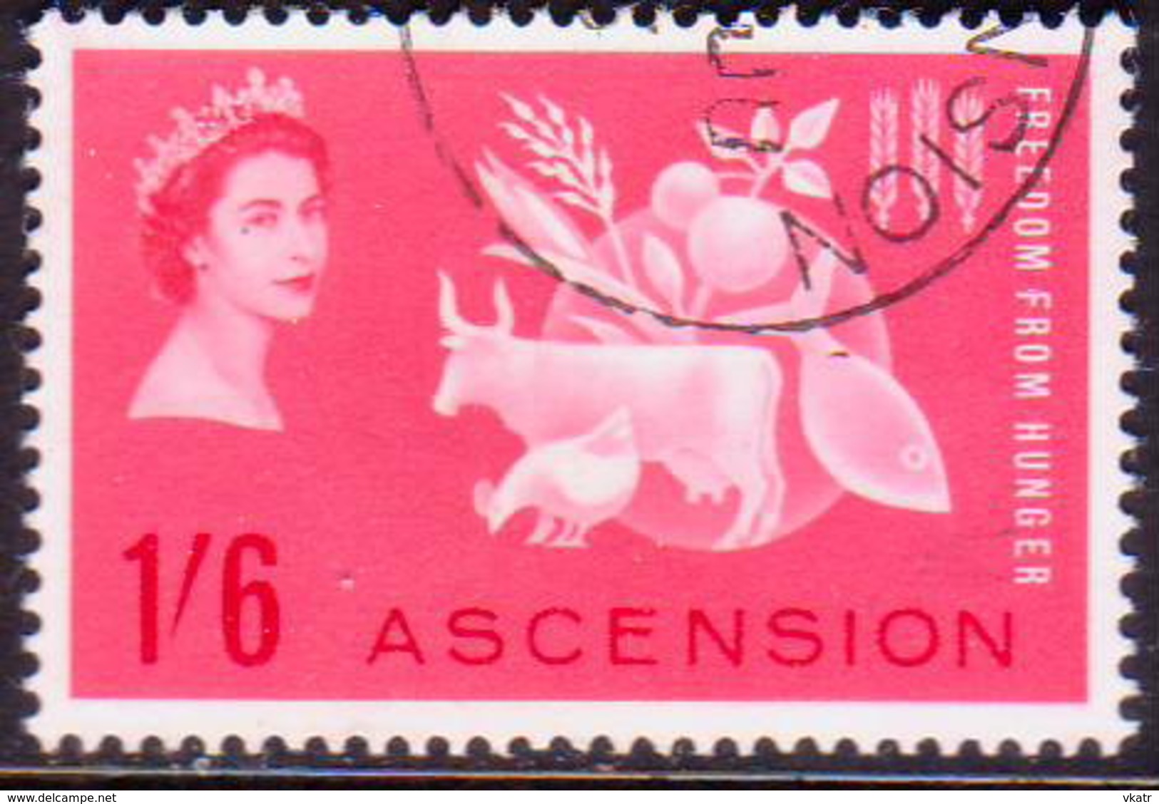 ASCENSION 1963 SG #84 1sh6d Used Freedom From Hunger - Ascension (Ile De L')