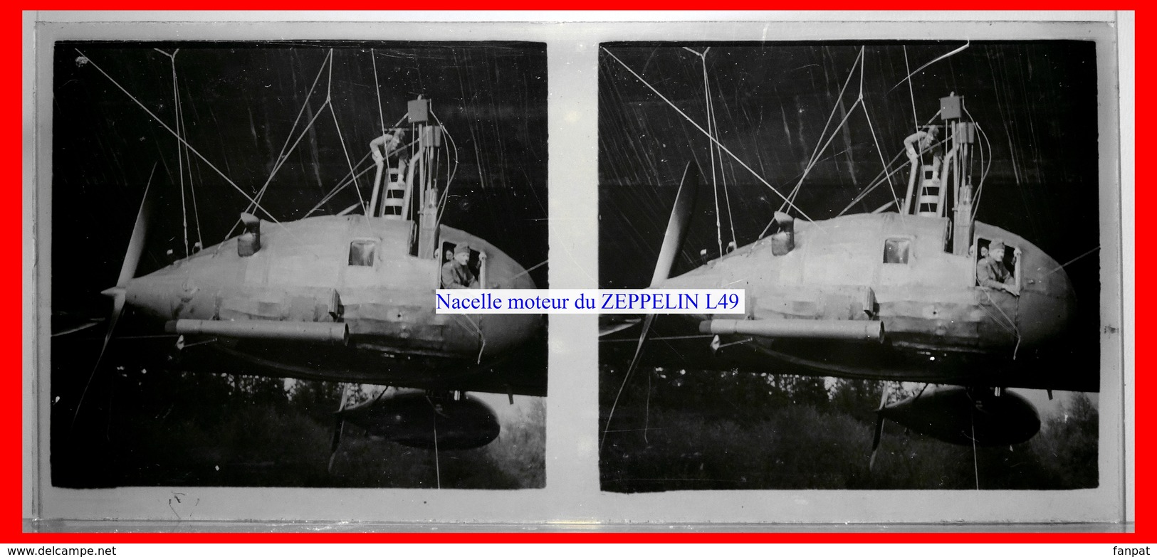 Dirigeable ZEPPELIN L49 - Abattu à Bourbonne Les Bains 1917 - Vue De La Nacelle Moteur - Vue Stéréoscopique - Plaques De Verre