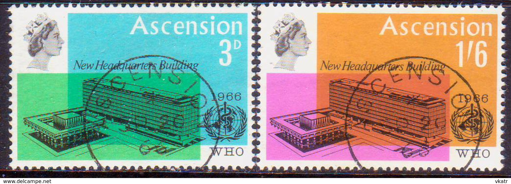 ASCENSION 1966 SG #97-98 Compl.set Used WHO Headquarters - Ascension (Ile De L')