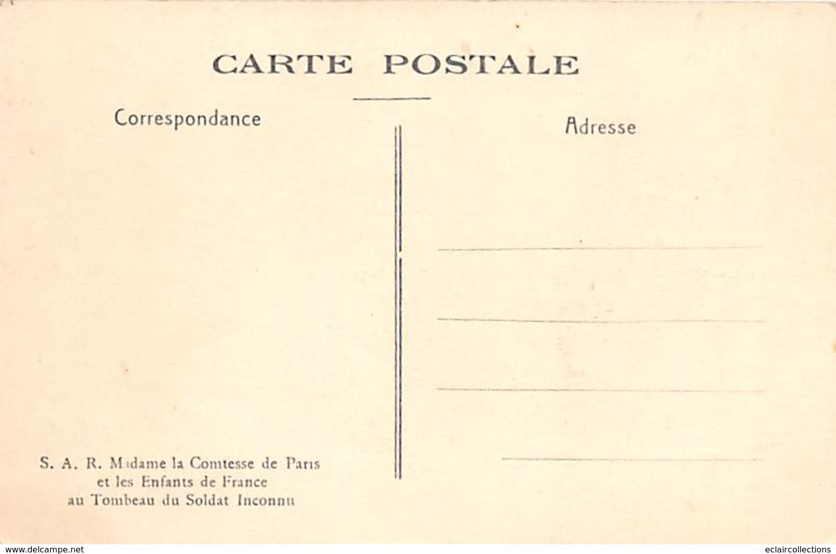 Thème Familles Royales   France:  La Comtesse Se Paris Et Ses Enfants A L'Arc De  Triomphe (voir Scan) - Royal Families