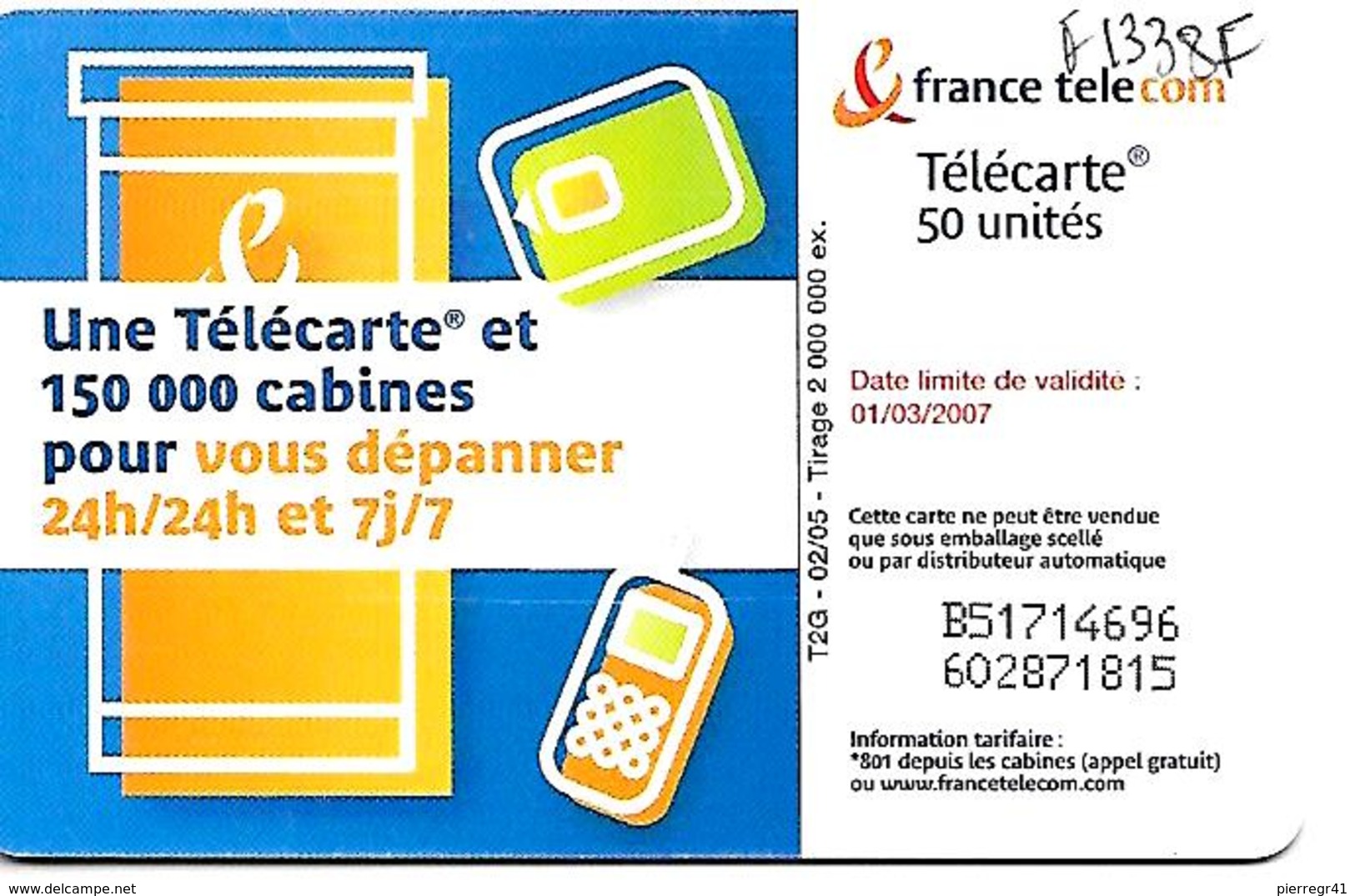 TC-°PUBLIC-F1338F-50U-GEM1-02/05-CABINE GARCON- -UTILISE-TBE- - 2005