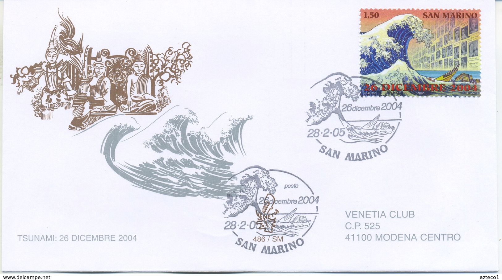 SAN MARINO - FDC VENETIA  2005 - LO TSUNAMI - VIAGGIATA - FDC