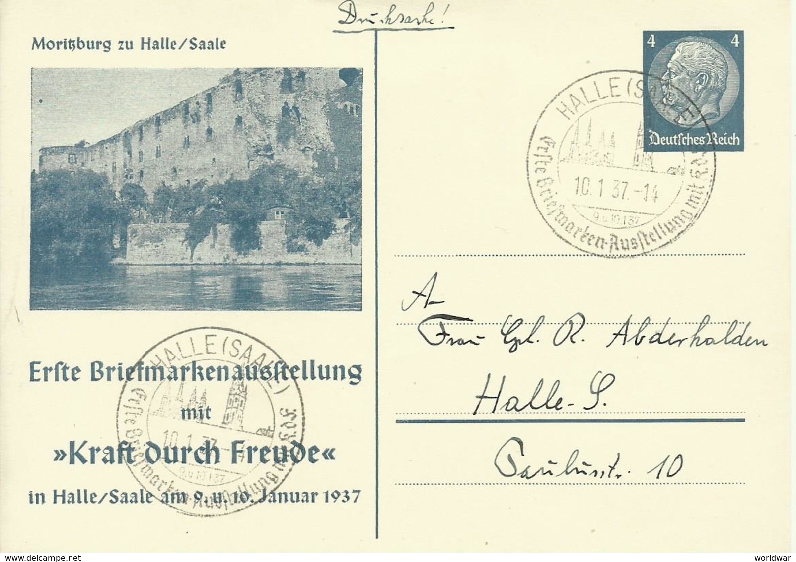 1937 Privatpostkarte Bismarck 4 Pf  Halle (Saale)  Borek-Katalog: 106 C2 - Autres & Non Classés