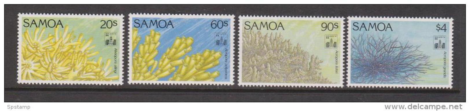 Samoa 1994 Coral Forms Marine Flora Hong Kong Overprint Set 4 MNH - Samoa