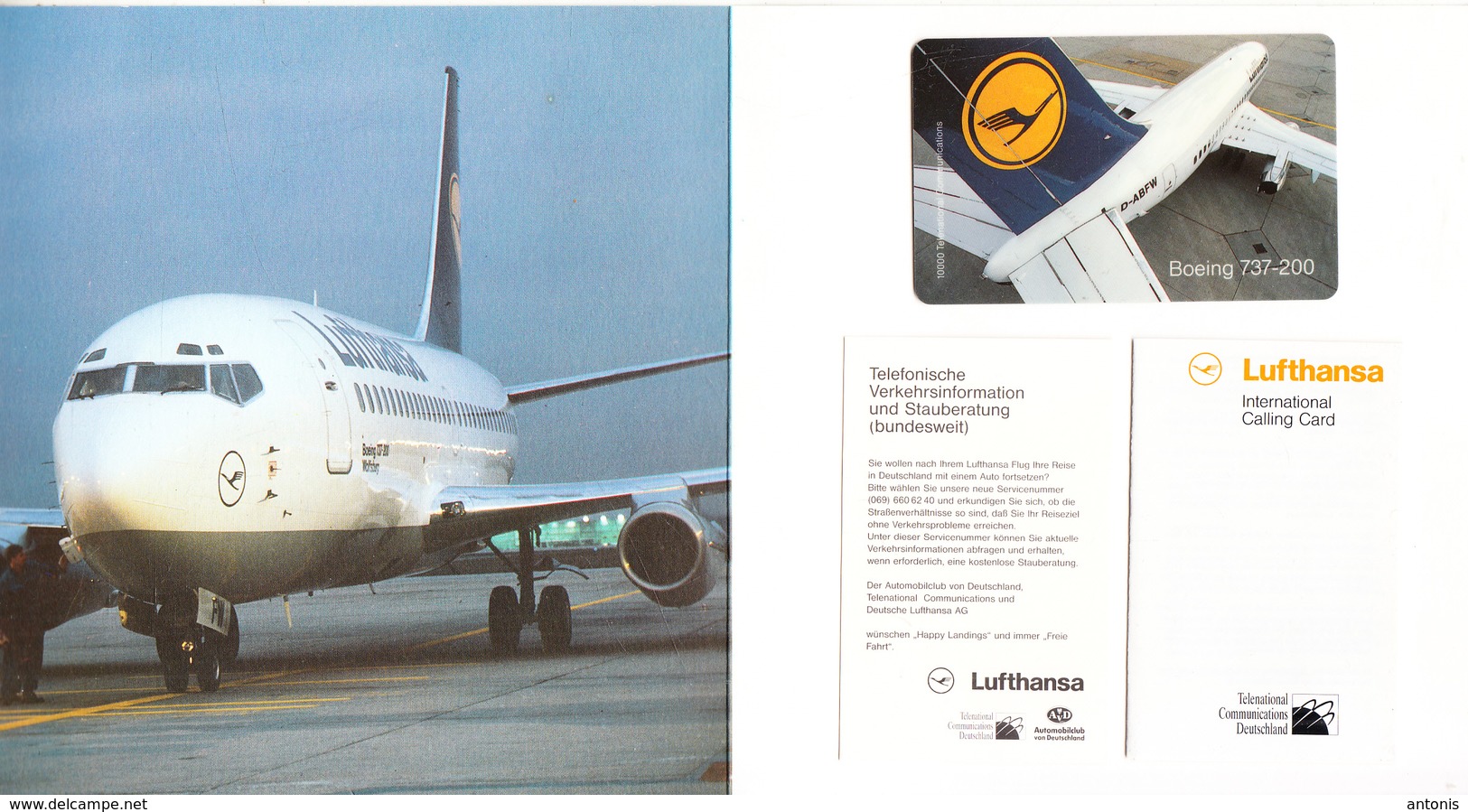 GERMANY - Boeing 737-200, Lufthansa First Class, TNC Prepaid Card $20, Tirage 10000, Unused - Aerei