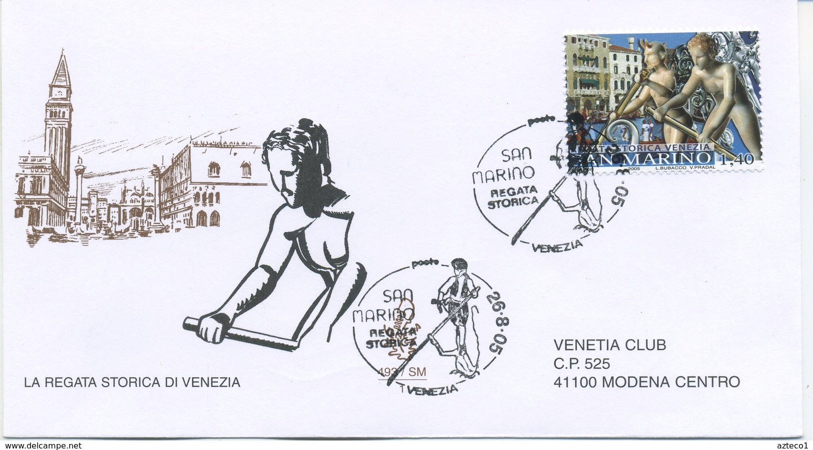 SAN MARINO - FDC VENETIA  2005 - REGATA STORICA DI VENEZIA - VIAGGIATE - FDC