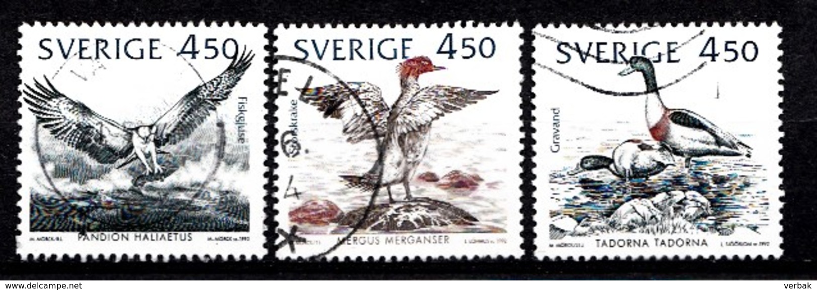 Suède 1992 Mi.Nr.: 1742+1744+1745 Vögel Naturschutz   Oblitérés / Used / Gestempeld - Used Stamps