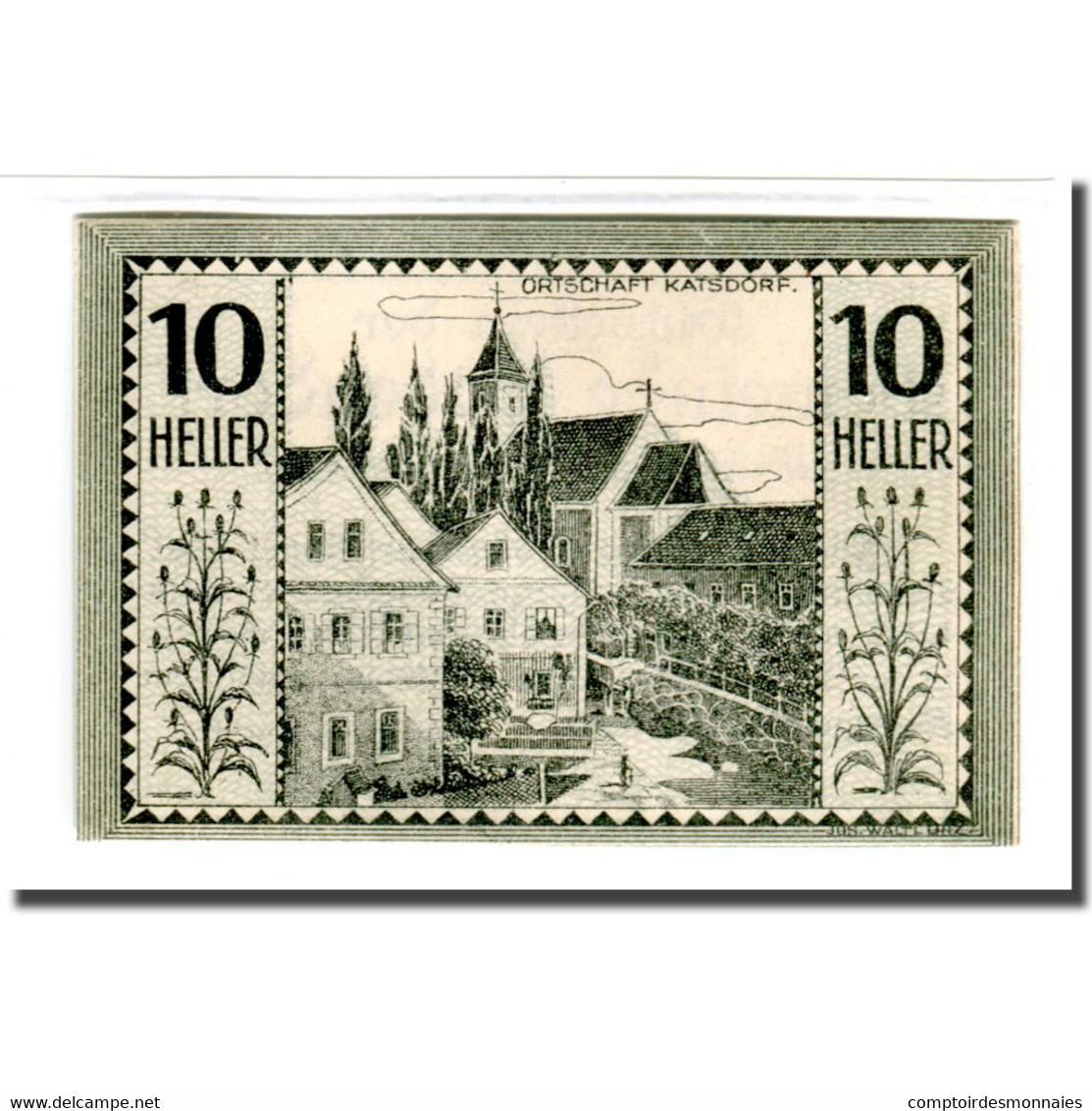 Billet, Autriche, Bodendorf O.Ö. Gemeinde, 10 Heller, Texte, 1920, 1920-07-04 - Autriche