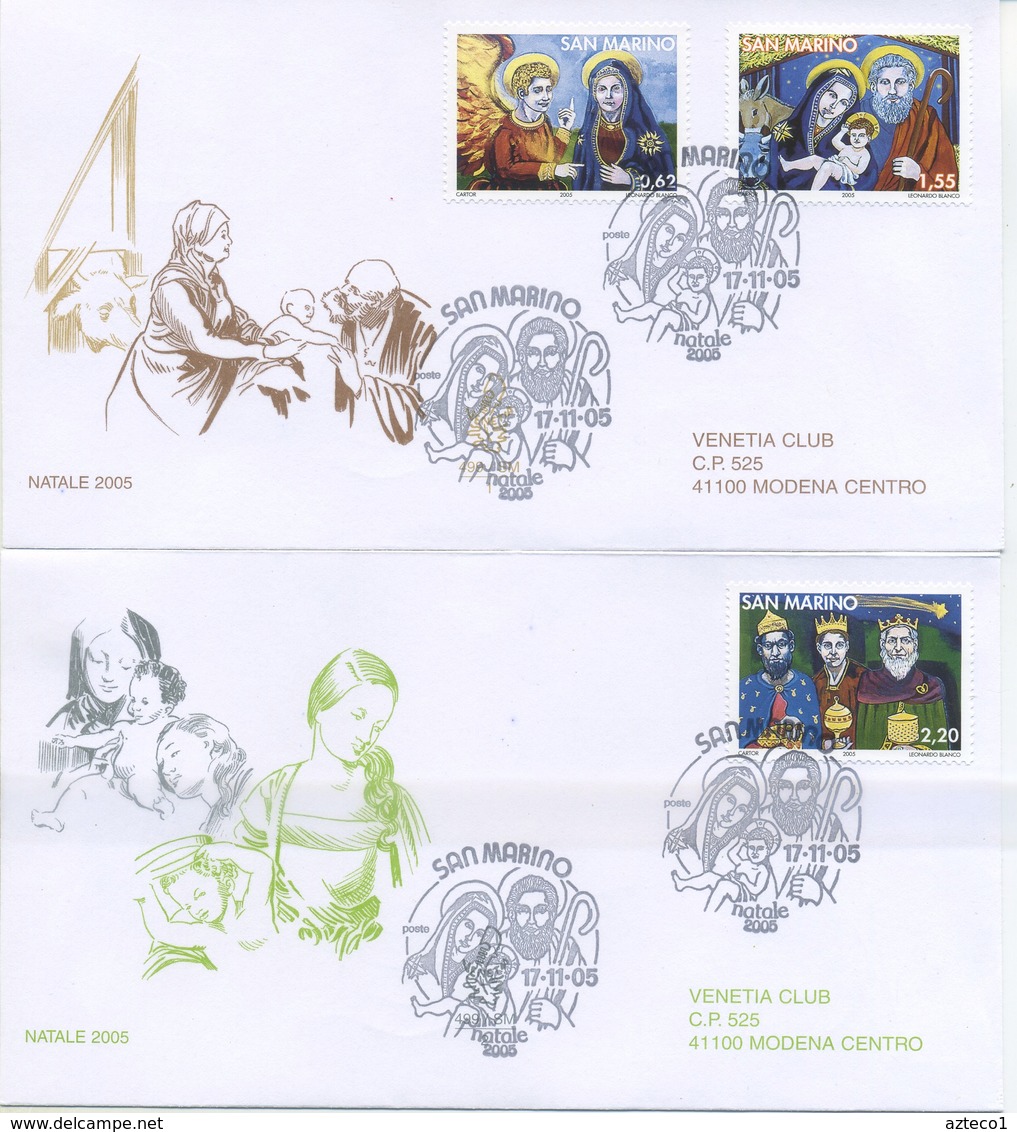 SAN MARINO - FDC VENETIA  2005 - NATALE - ARTE - VIAGGIATE - FDC