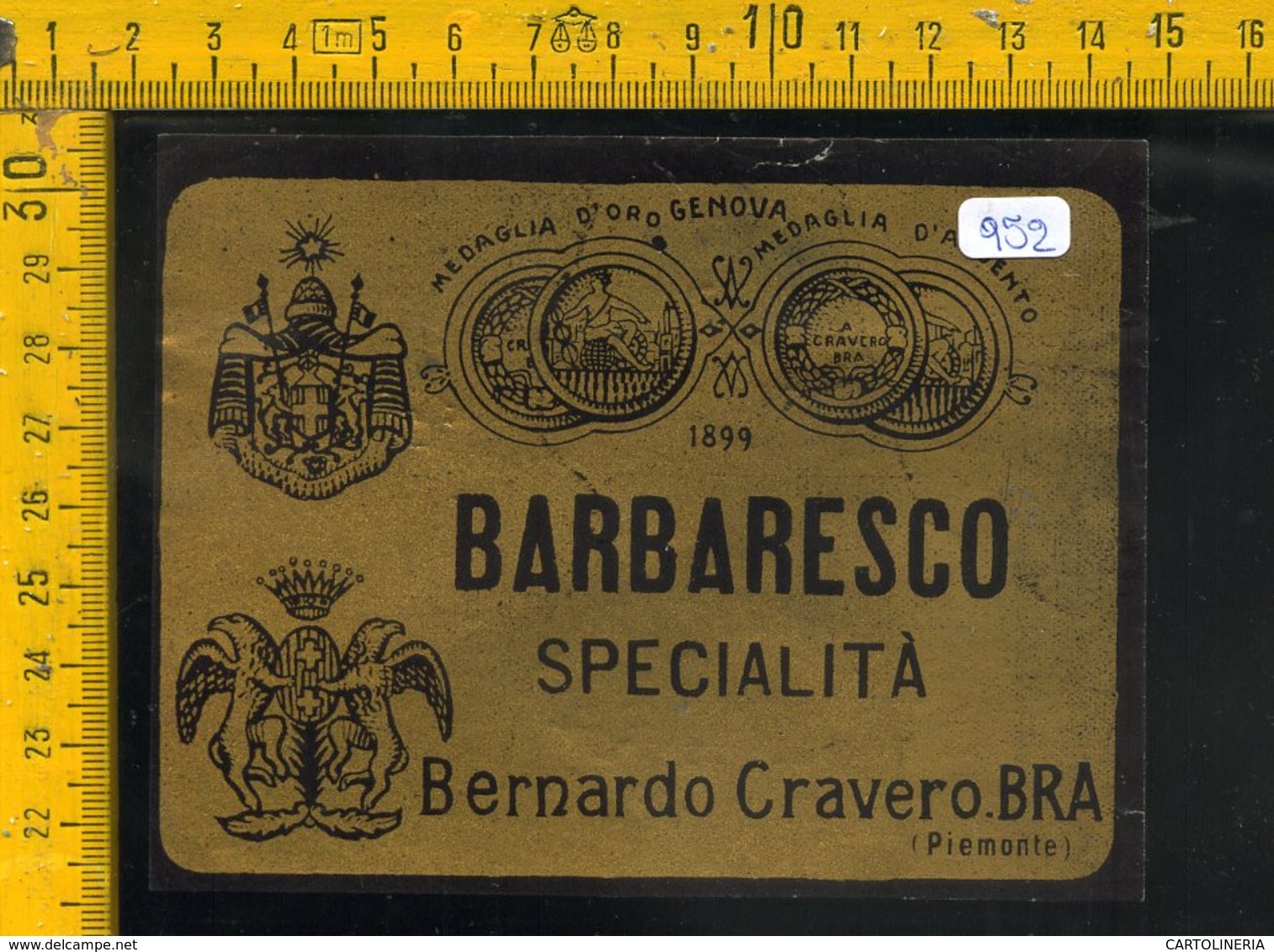 Etichetta Vino Liquore Barbaresco Bernardo Cravero Bra-Cuneo - Altri & Non Classificati