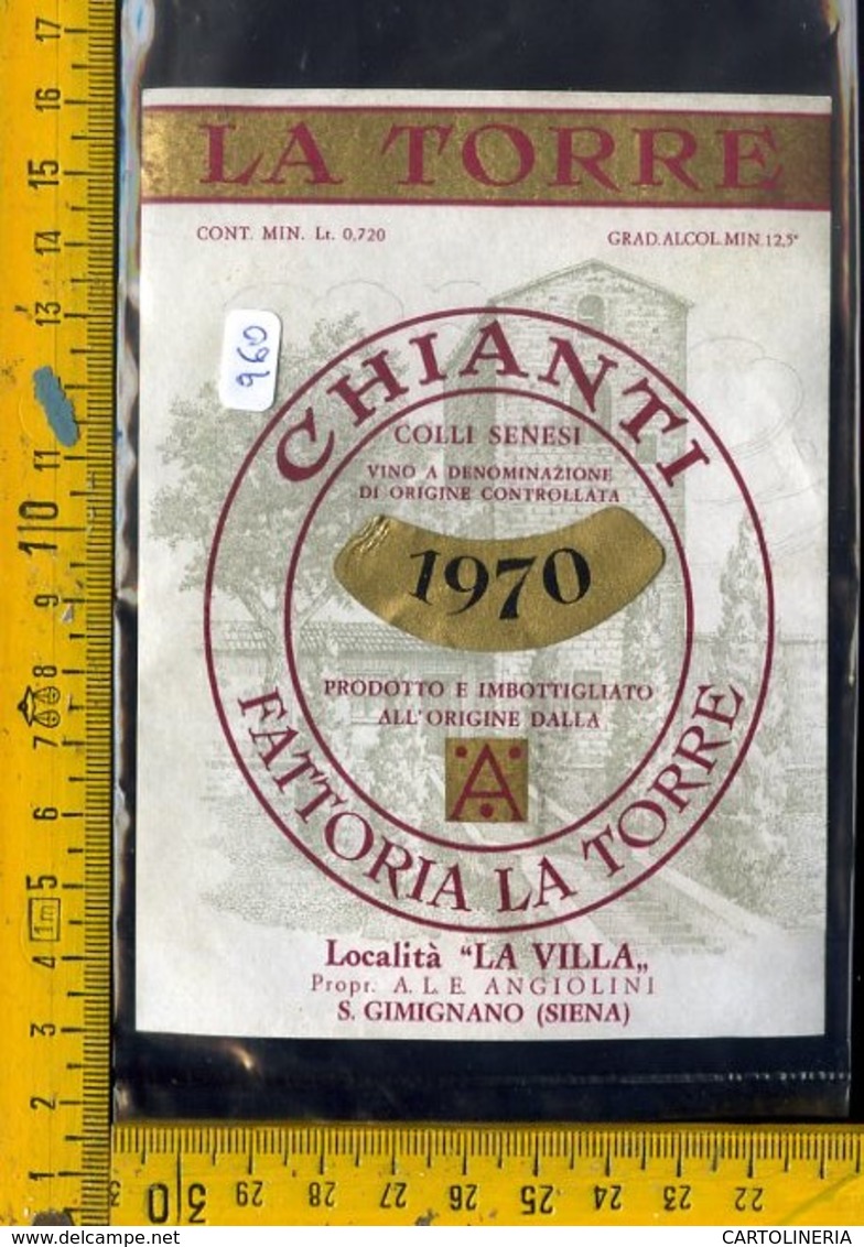 Etichetta Vino Liquore Chianti La Torre 1970 S. Gimignano Siena - Altri & Non Classificati