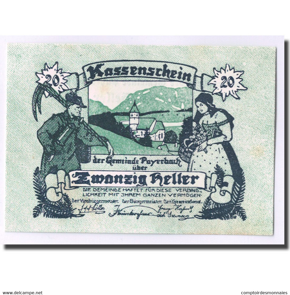 Billet, Autriche, Payerbach, 20 Heller, Paysage, 1920, SPL, Mehl:FS 725 - Autriche