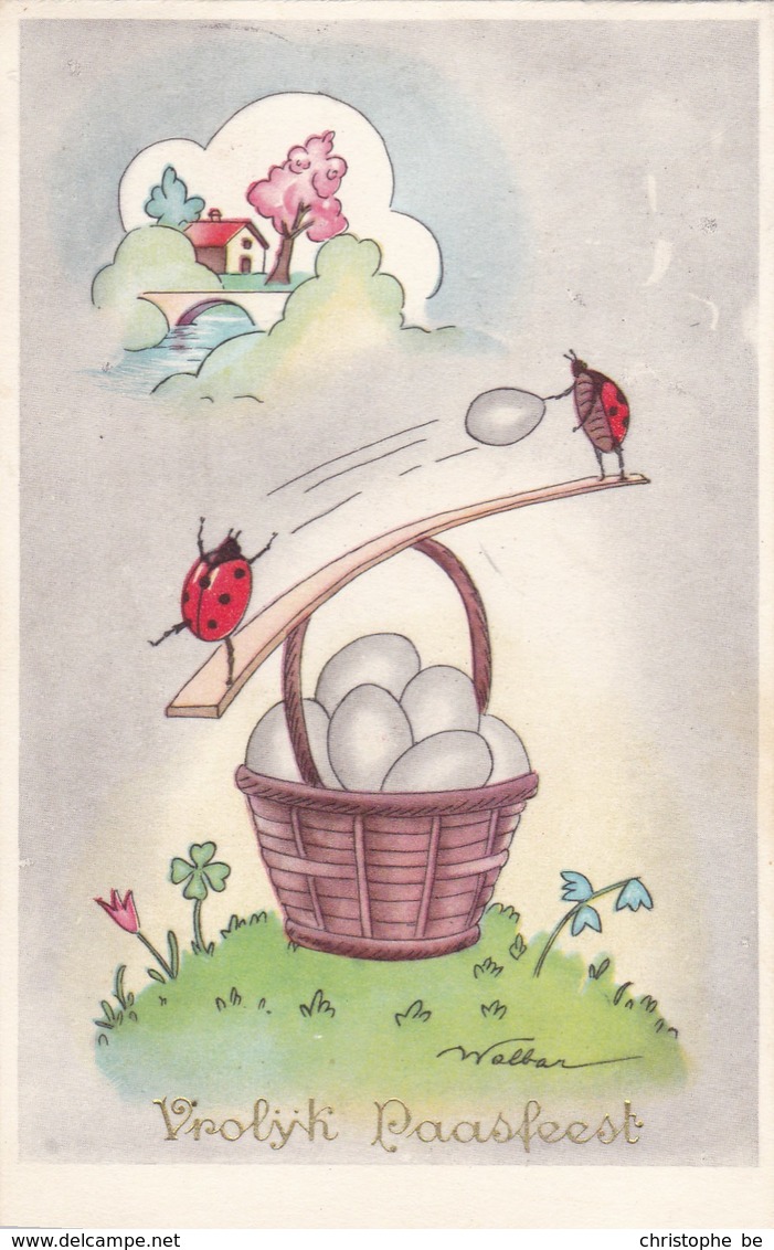 Happy Easter, Joyeux Paques, Vrolijk Paasfeest,  Ladybirds, Easter Eggs (pk54220) - Pâques