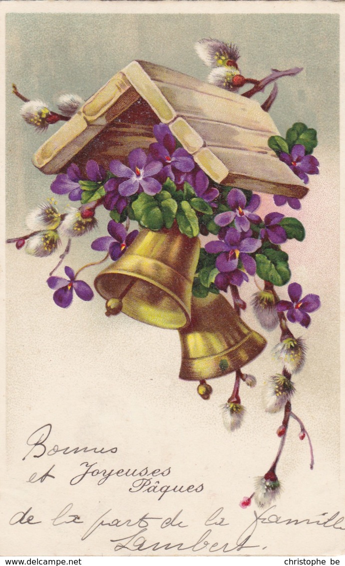 Happy Easter, Joyeux Paques, Vrolijk Paasfeest,  Easter Bells, Flowers (pk54222) - Pâques