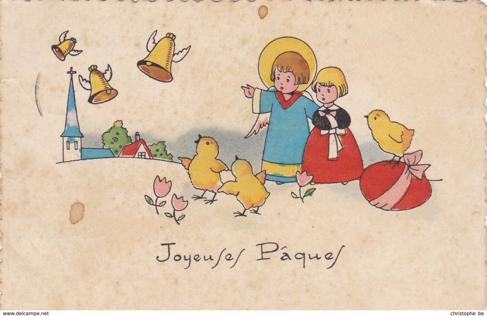 Happy Easter, Joyeux Paques, Vrolijk Paasfeest,  Chicks, Easter Bells,  Eggs (pk54224) - Pâques