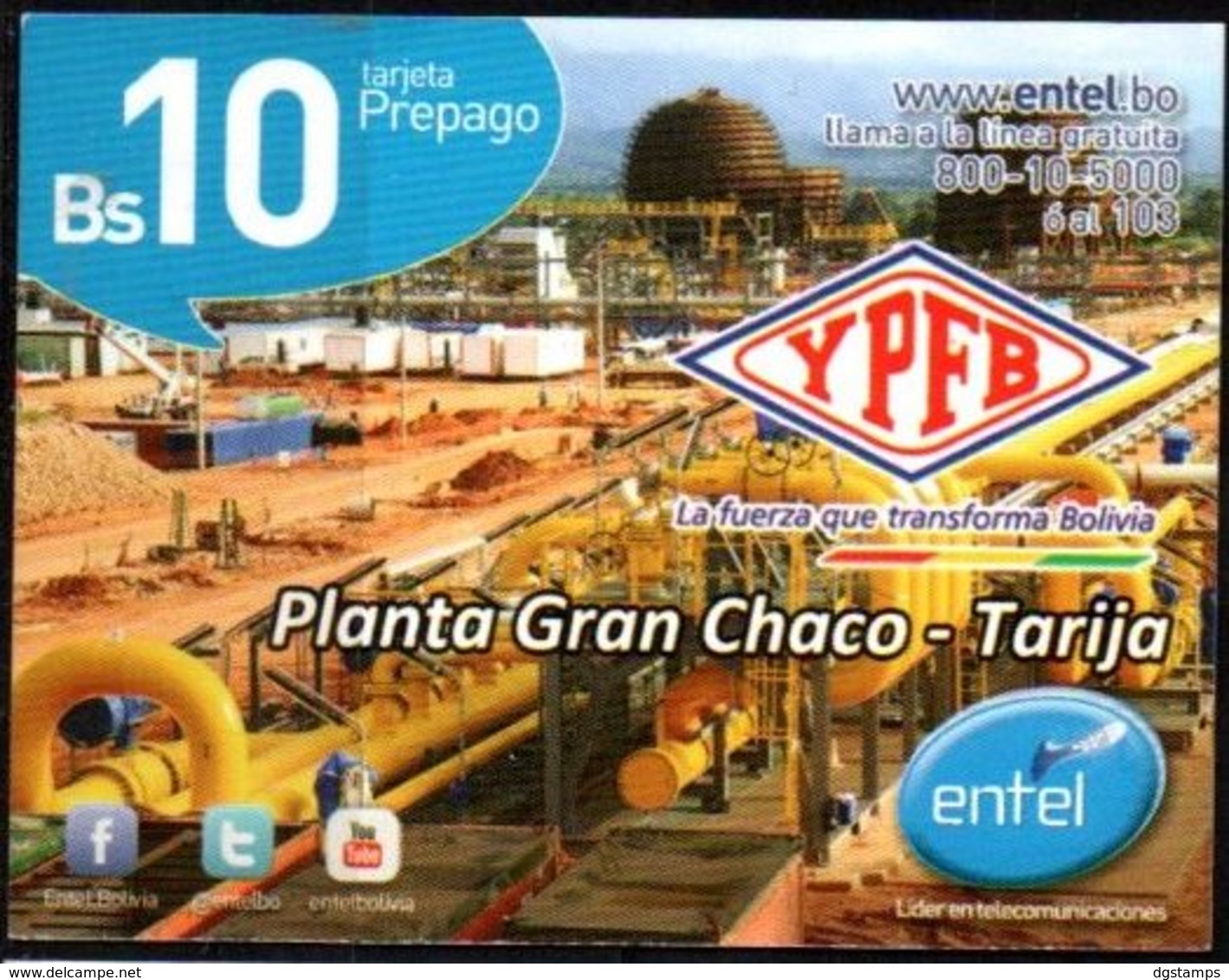 Bolivia 2013 - 31-12-2014 Prepago ENTEL. YPFB Planta Gran Chaco - Tarija. 2 Tiradas. 2 Tipos De Numeración - Petróleo