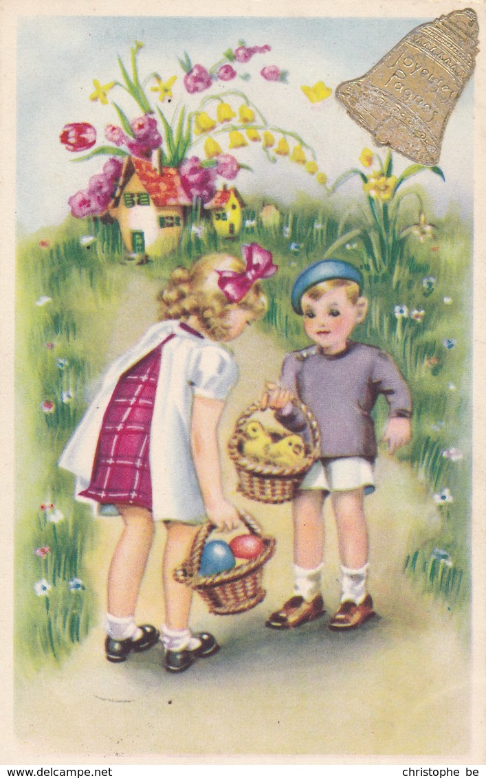 Happy Easter, Joyeux Paques, Vrolijk Paasfeest,  Chicks, Easter  Eggs, Children (pk54230) - Pâques