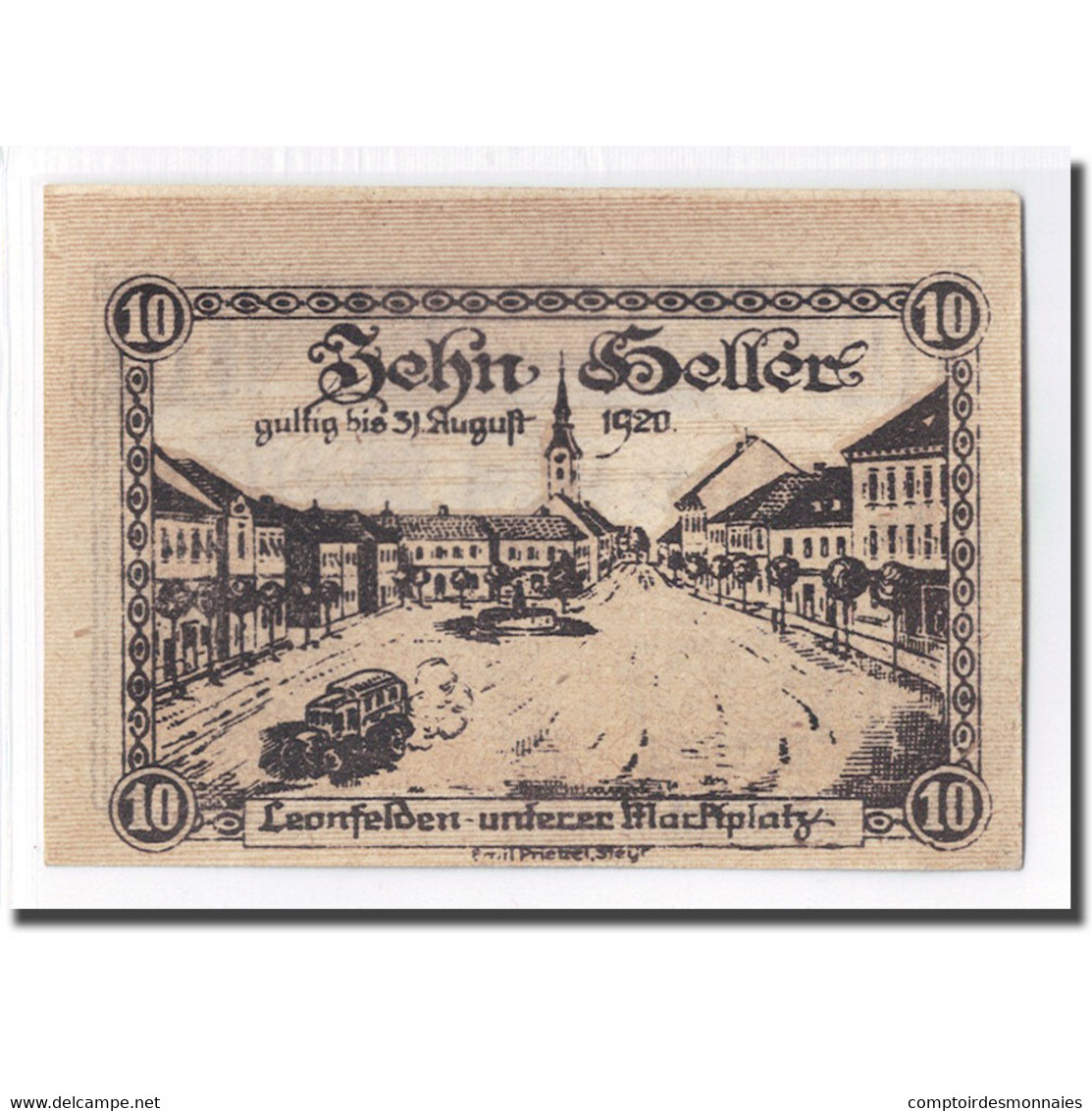 Billet, Autriche, Leonfelden O.Ö. Marktgemeinde, 10 Heller, Paysage, 1920 - Oesterreich