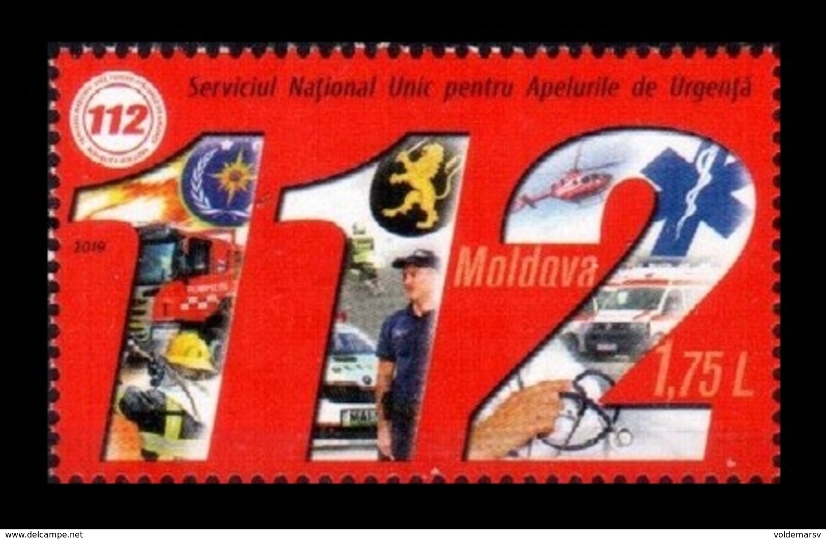 Moldova 2019 Mih. 1077 Call Service 112. Emergency. Firefighters. Automobiles. Medicine. Helicopter MNH ** - Moldavia